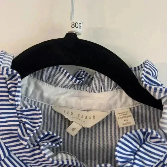 809 Ted Baker stripped blue white lace detail midi dress size 4 - Picture 9 of 14